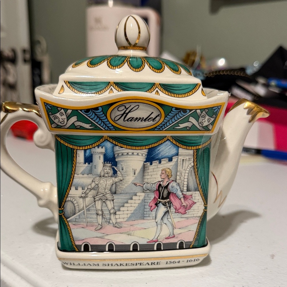 Stabler Hamlet Decorative Porcelain Teapot by None — White, Green, Gold